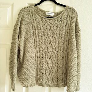 CJLA green Cozy Cable Knit Sweater